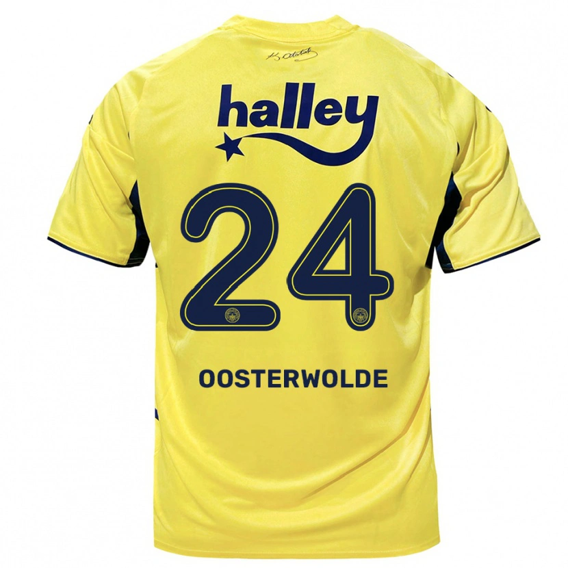 Danxen Mujer Camiseta Jayden Oosterwolde #24 Amarillo Marino 2ª Equipación 2025/26 La Camisa