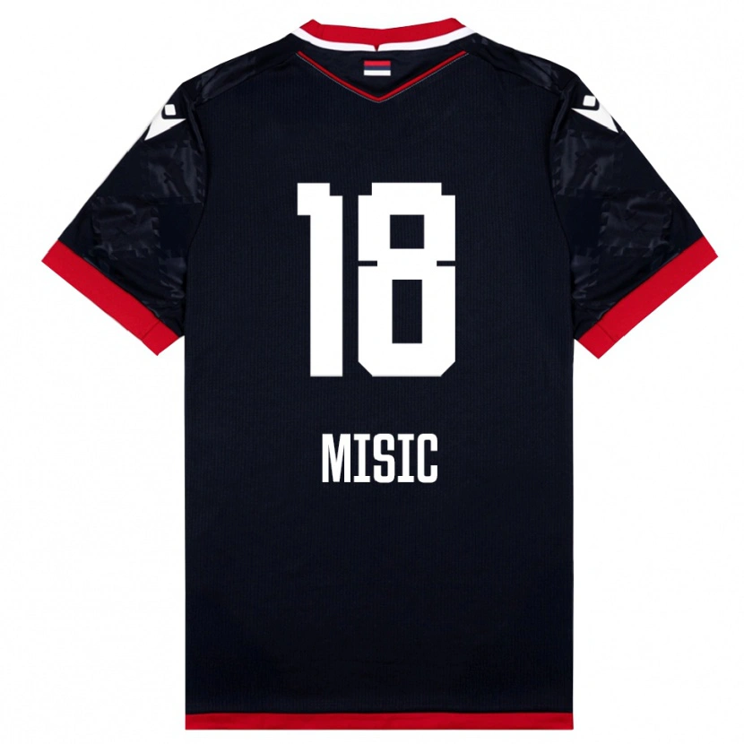 Danxen Mujer Camiseta Ognjen Misic #18 Negro Rojo 2ª Equipación 2025/26 La Camisa