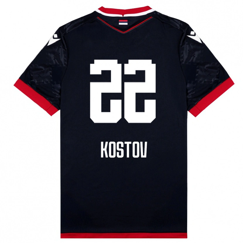 Danxen Mujer Camiseta Vasilije Kostov #22 Negro Rojo 2ª Equipación 2025/26 La Camisa