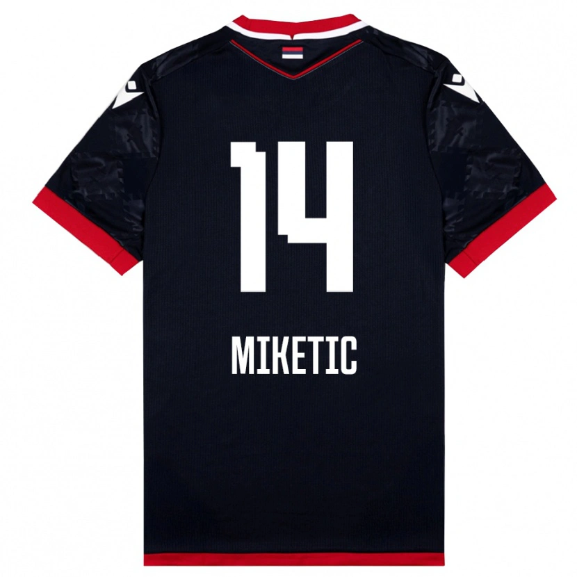 Danxen Mujer Camiseta Aleksandar Miketic #14 Negro Rojo 2ª Equipación 2025/26 La Camisa