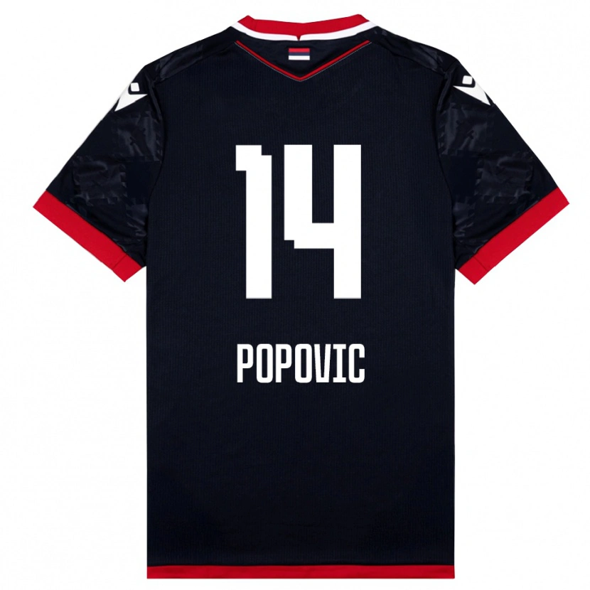 Danxen Mujer Camiseta Mihajlo Popovic #14 Negro Rojo 2ª Equipación 2025/26 La Camisa
