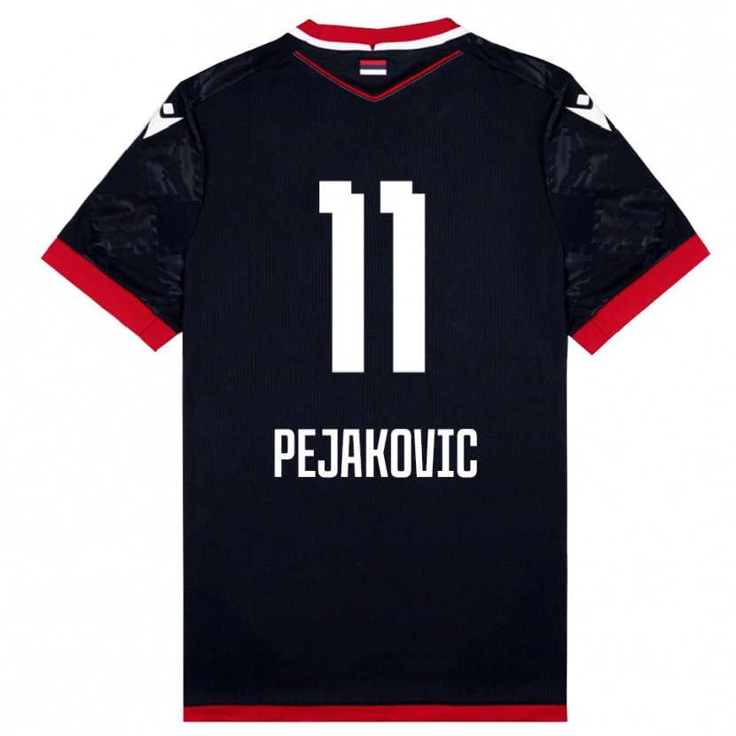 Danxen Mujer Camiseta Andrija Pejakovic #11 Negro Rojo 2ª Equipación 2025/26 La Camisa