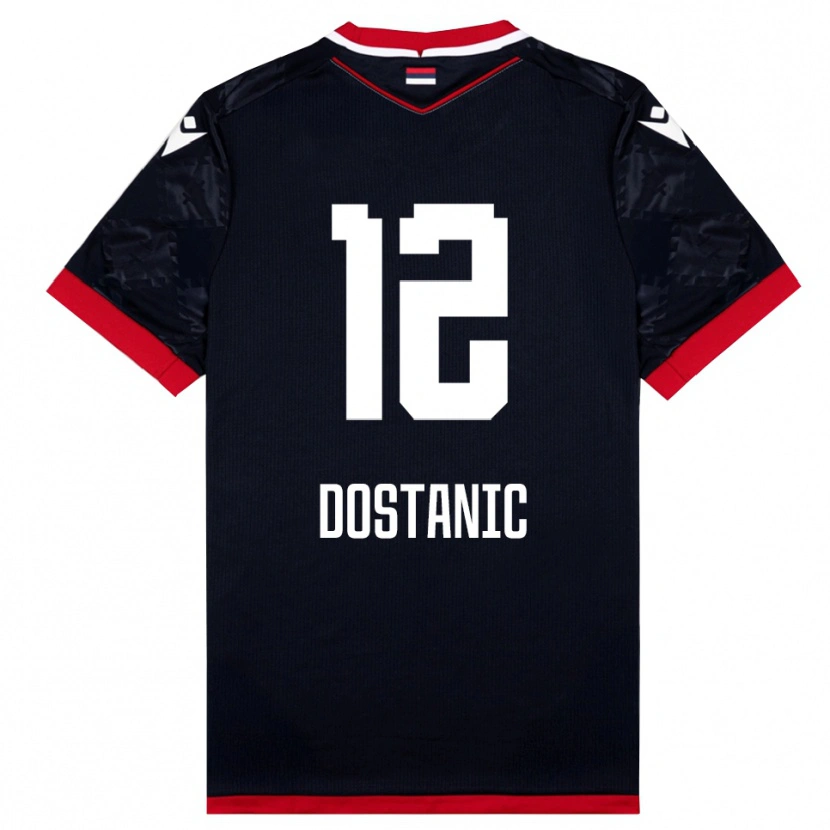 Danxen Mujer Camiseta Filip Dostanic #12 Negro Rojo 2ª Equipación 2025/26 La Camisa