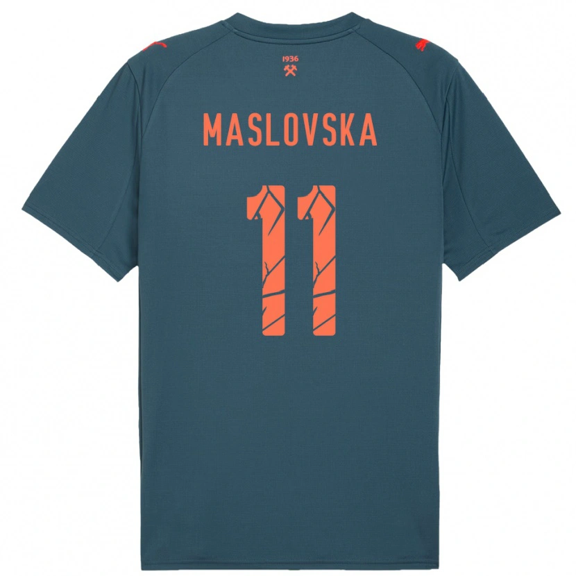 Danxen Mujer Camiseta Yelyzaveta Maslovska #11 Marino Rojo 2ª Equipación 2025/26 La Camisa