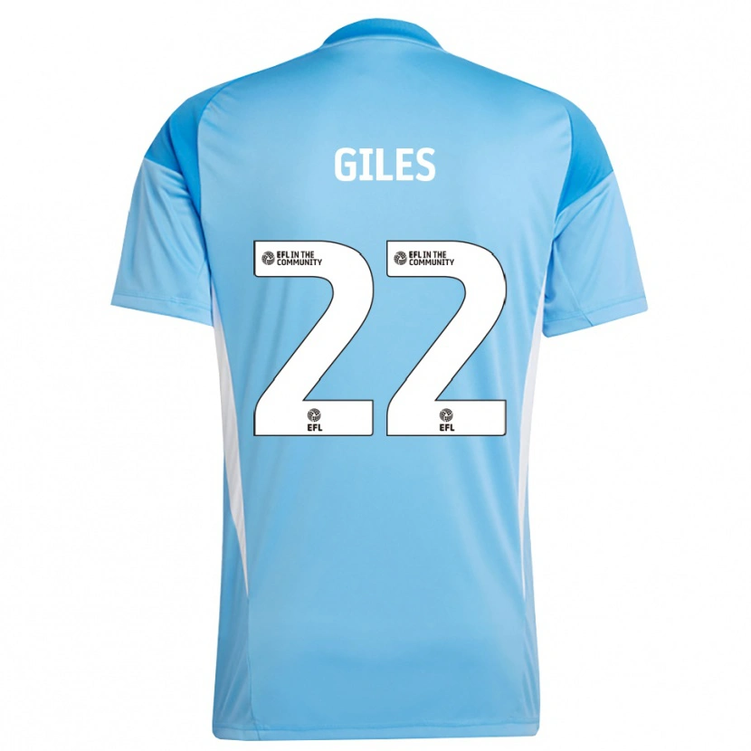 Danxen Niño Camiseta Olivia Giles #22 Azul Cielo Portero Equipación 2025/26 La Camisa