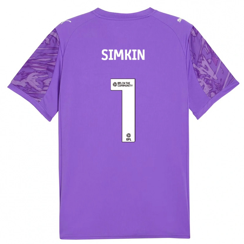 Danxen Niño Camiseta Tommy Simkin #1 Morado Oscuro Portero Equipación 2025/26 La Camisa
