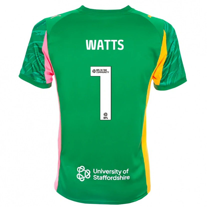 Danxen Niño Camiseta Connie Watts #1 Verde Rosa Naranja Portero Equipación 2025/26 La Camisa