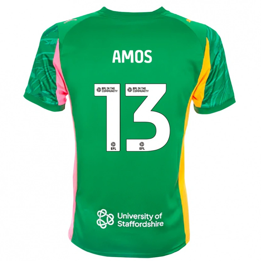 Danxen Niño Camiseta Ben Amos #13 Verde Rosa Naranja Portero Equipación 2025/26 La Camisa