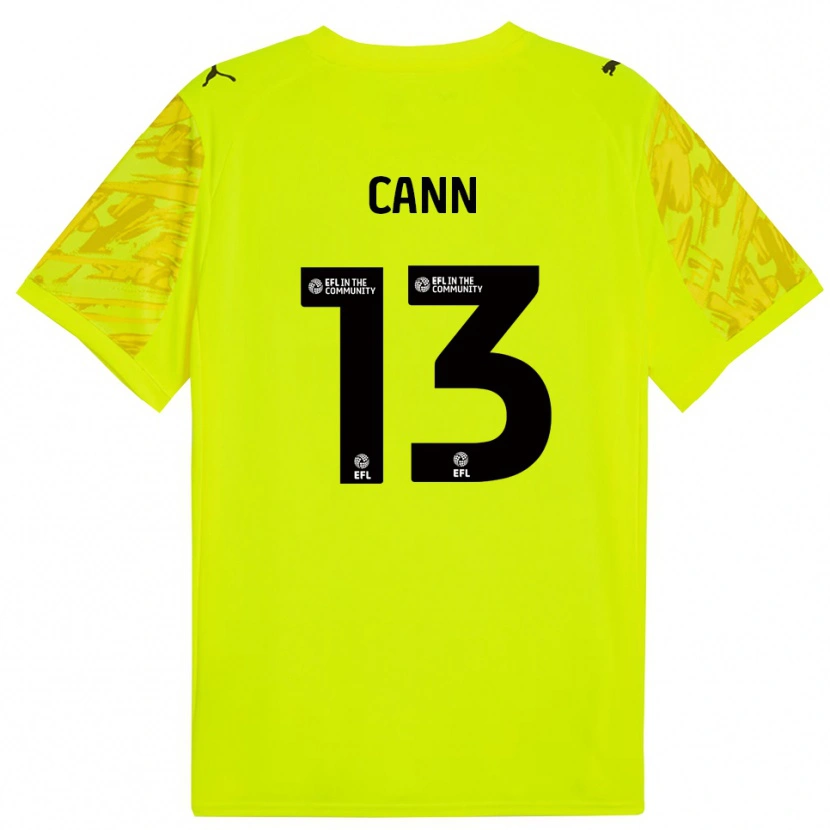 Danxen Niño Camiseta Ted Cann #13 Verde Fluorescente Negro Portero Equipación 2025/26 La Camisa
