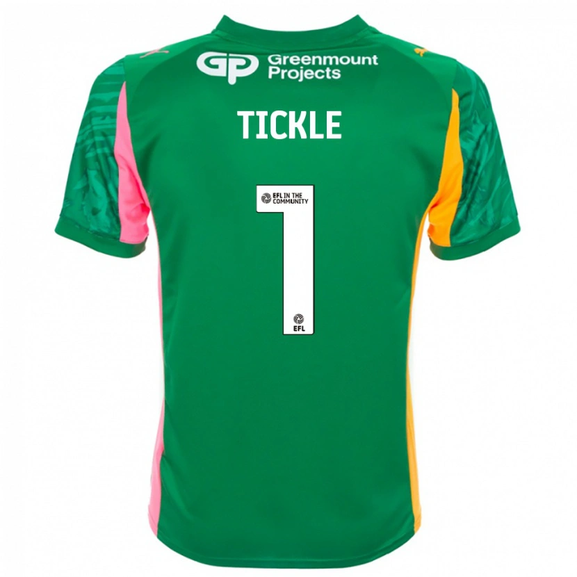Danxen Niño Camiseta Sam Tickle #1 Verde Rosa Naranja Portero Equipación 2025/26 La Camisa