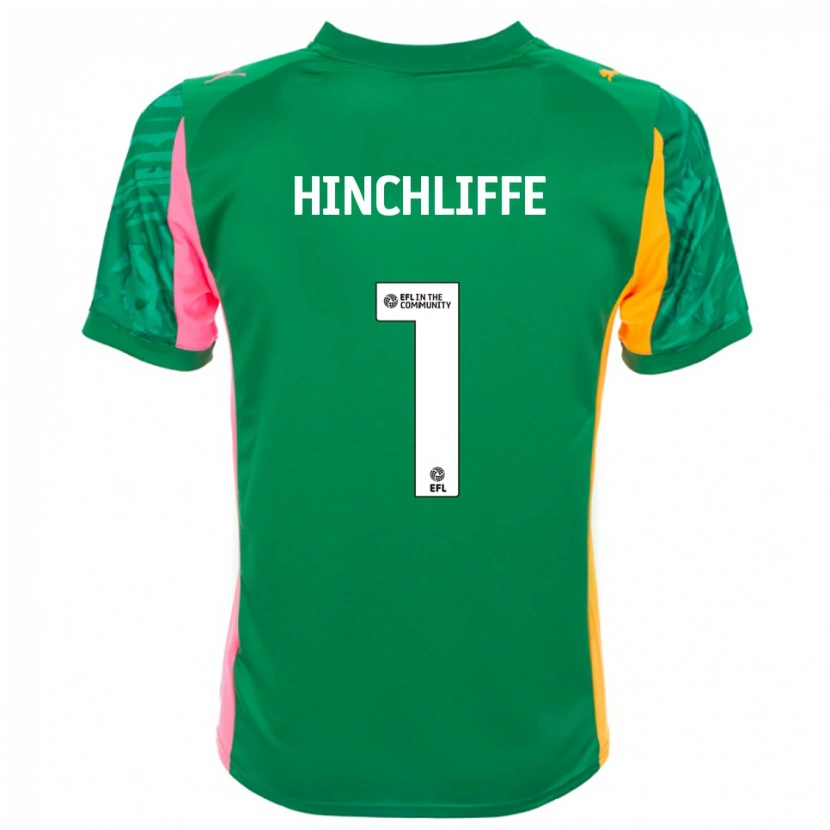 Danxen Niño Camiseta Ben Hinchliffe #1 Verde Rosa Blanco Portero Equipación 2025/26 La Camisa