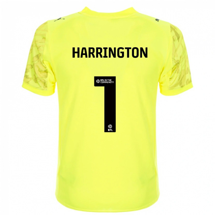 Danxen Niño Camiseta David Harrington #1 Negro Amarillo Portero Equipación 2025/26 La Camisa