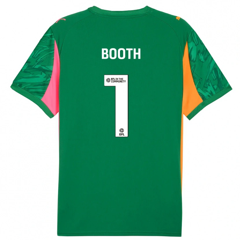 Danxen Niño Camiseta Tom Booth #1 Verde Rosa Naranja Portero Equipación 2025/26 La Camisa