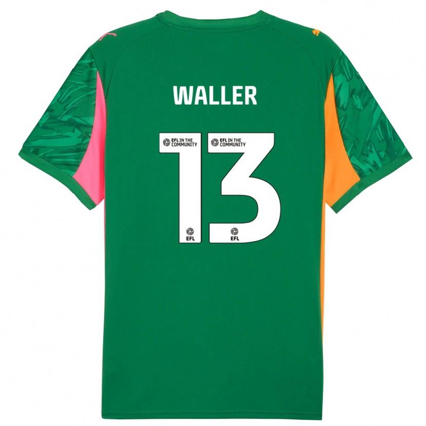 Danxen Niño Camiseta Sam Waller #13 Verde Rosa Naranja Portero Equipación 2025/26 La Camisa