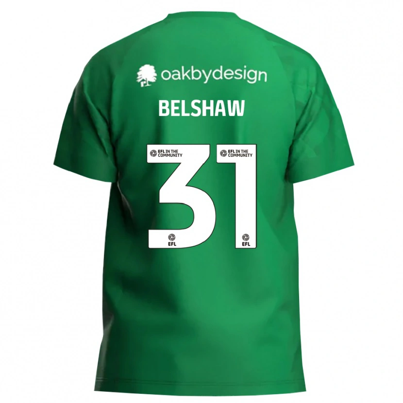 Danxen Niño Camiseta James Belshaw #31 Verde Blanco Portero Equipación 2025/26 La Camisa