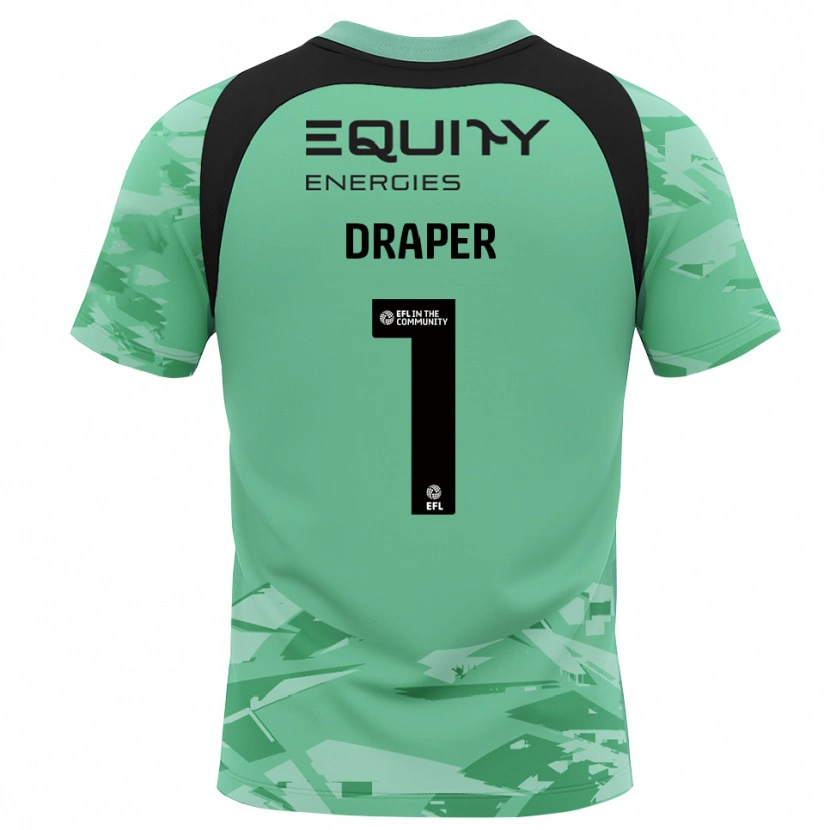 Danxen Niño Camiseta Anna Draper #1 Negro Verde Claro Glack Portero Equipación 2025/26 La Camisa