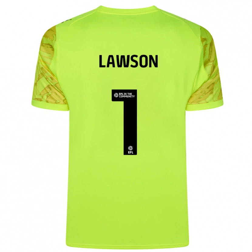 Danxen Niño Camiseta Harvey Lawson #1 Verde Fluorescente Portero Equipación 2025/26 La Camisa