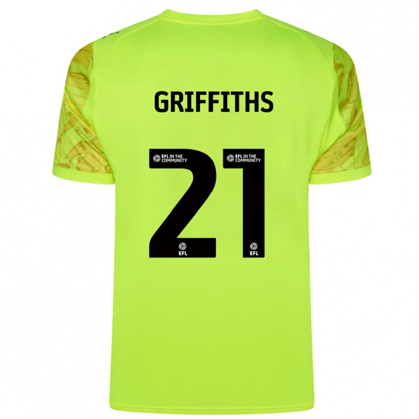 Danxen Niño Camiseta Harry Griffiths #21 Verde Fluorescente Portero Equipación 2025/26 La Camisa