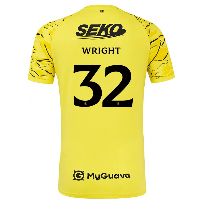 Danxen Niño Camiseta Kieran Wright #32 Negro Amarillo Portero Equipación 2025/26 La Camisa
