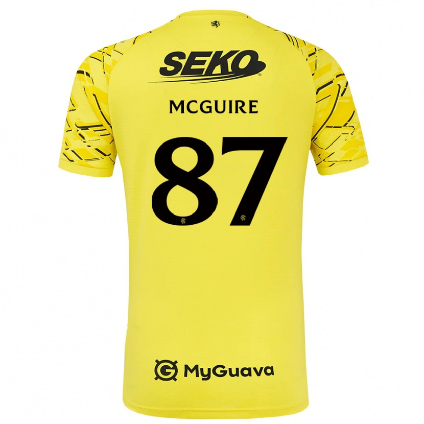 Danxen Niño Camiseta Rydnn McGuire #87 Negro Amarillo Portero Equipación 2025/26 La Camisa