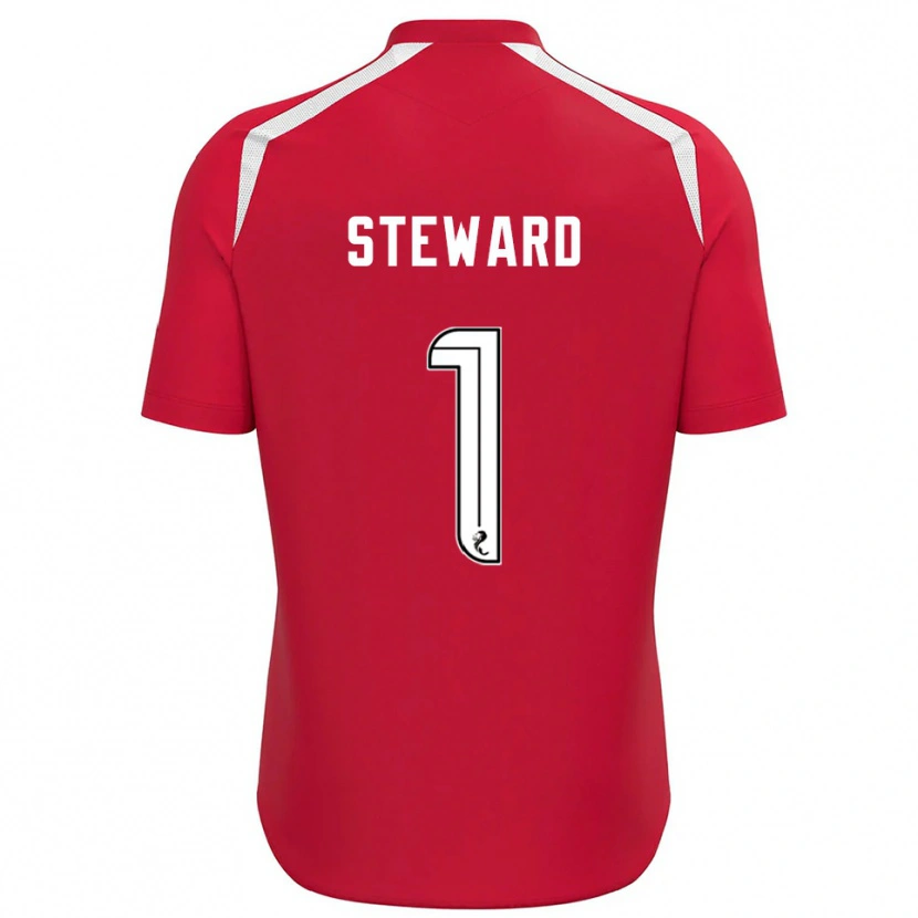 Danxen Niño Camiseta Toby Steward #1 Blanco Rojo Portero Equipación 2025/26 La Camisa