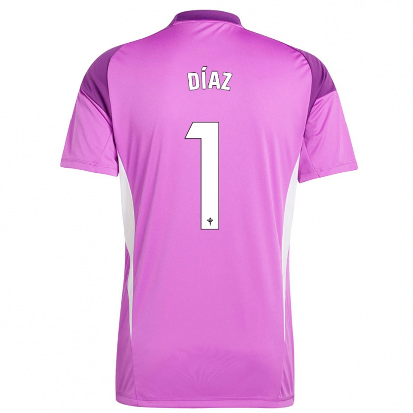 Danxen Niño Camiseta Lucas Díaz #1 Blanco Púrpura Portero Equipación 2025/26 La Camisa