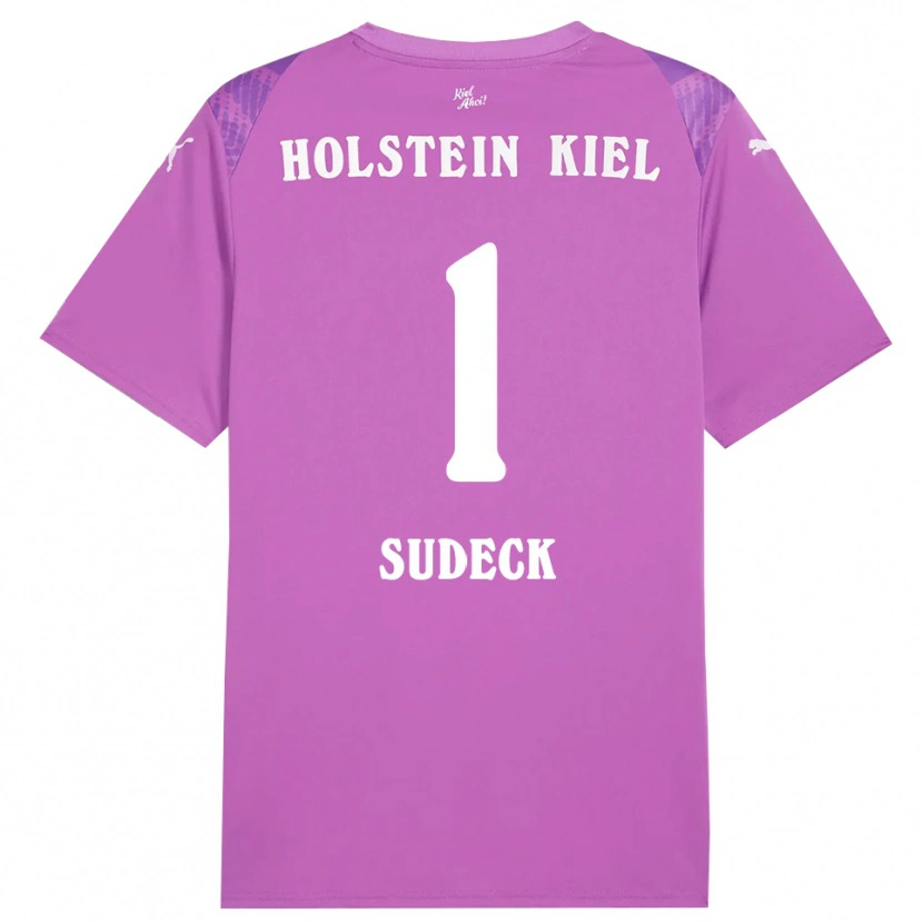 Danxen Niño Camiseta Thore-Liam Sudeck #1 Blanco Púrpura Portero Equipación 2025/26 La Camisa