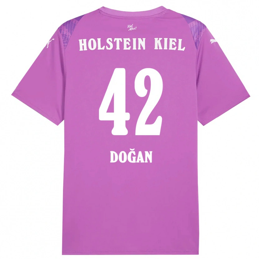 Danxen Niño Camiseta Tyler Doğan #42 Blanco Púrpura Portero Equipación 2025/26 La Camisa