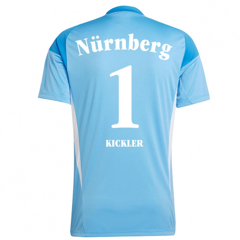 Danxen Niño Camiseta Leon Kickler #1 Azul Cielo Blanco Portero Equipación 2025/26 La Camisa
