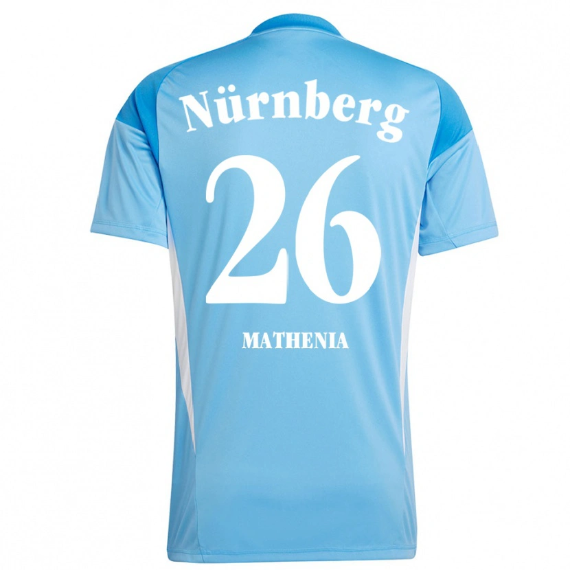 Danxen Niño Camiseta Christian Mathenia #26 Azul Cielo Blanco Portero Equipación 2025/26 La Camisa