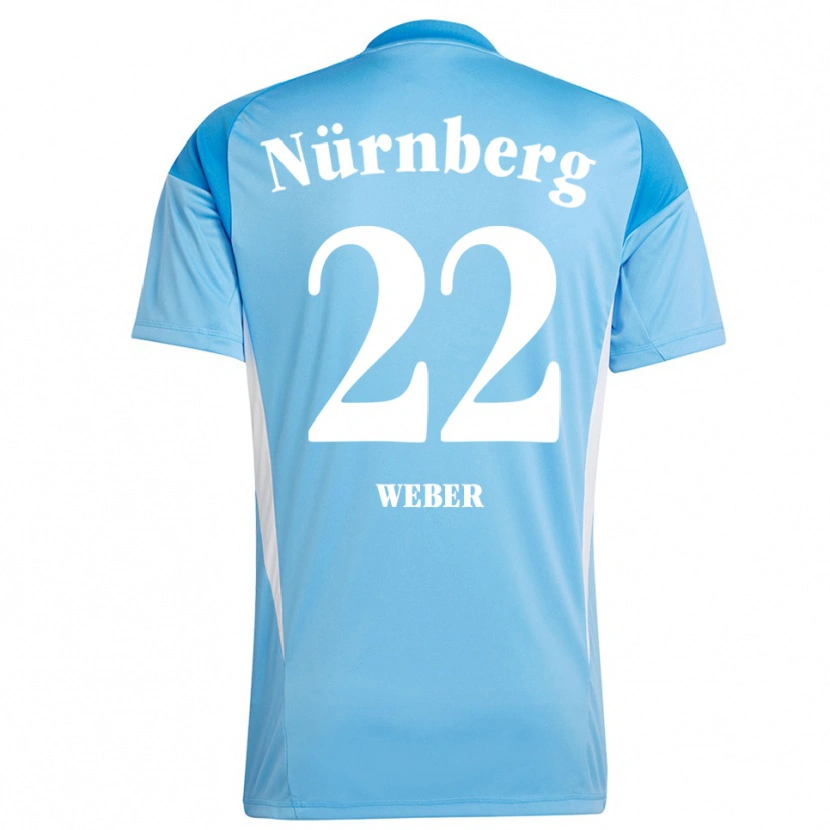 Danxen Niño Camiseta Ruben Weber #22 Azul Cielo Blanco Portero Equipación 2025/26 La Camisa