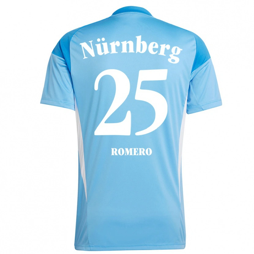 Danxen Niño Camiseta Lourdes Romero #25 Azul Cielo Blanco Portero Equipación 2025/26 La Camisa