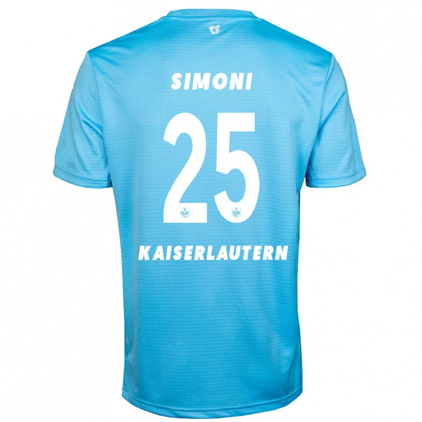 Danxen Niño Camiseta Simon Simoni #25 Azul Cielo Blanco Portero Equipación 2025/26 La Camisa