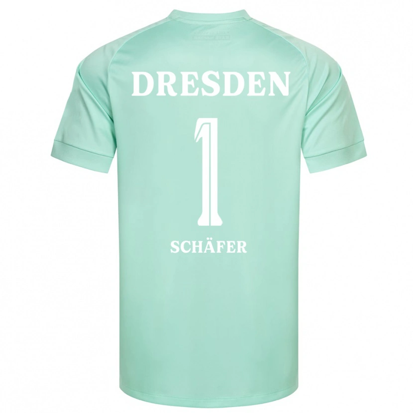 Danxen Niño Camiseta Moritz Schäfer #1 Blanco Verde Claro Portero Equipación 2025/26 La Camisa