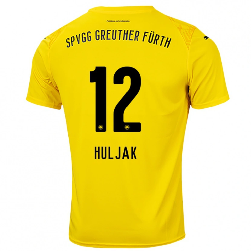 Danxen Niño Camiseta Dominik Huljak #12 Negro Amarillo Portero Equipación 2025/26 La Camisa