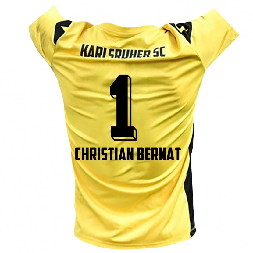 Danxen Niño Camiseta Hans Christian Bernat #1 Negro Amarillo Portero Equipación 2025/26 La Camisa