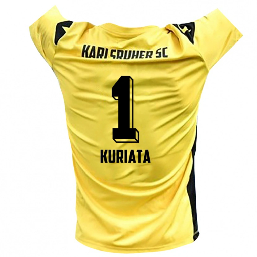 Danxen Niño Camiseta Malik Kuriata #1 Negro Amarillo Portero Equipación 2025/26 La Camisa
