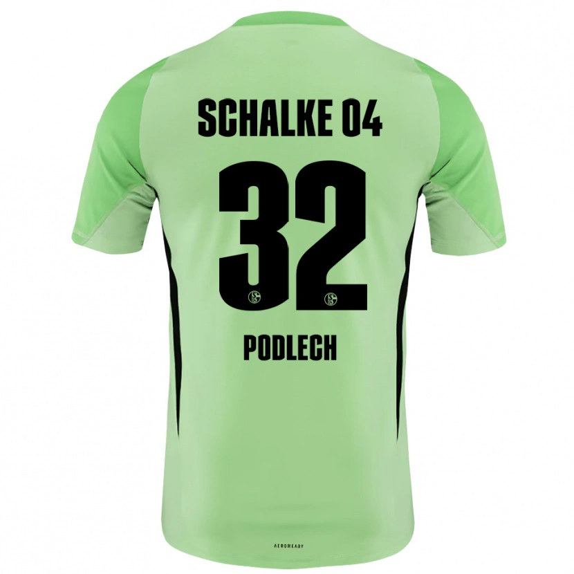 Danxen Niño Camiseta Luca Podlech #32 Negro Verde Claro Portero Equipación 2025/26 La Camisa