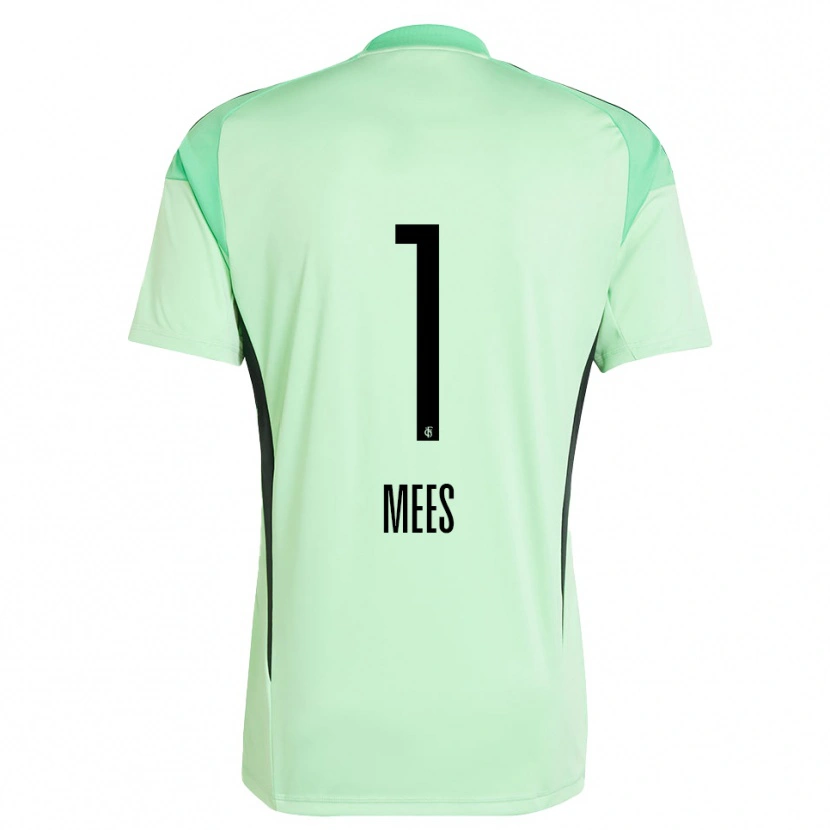 Danxen Niño Camiseta Alexander Mees #1 Negro Verde Claro Portero Equipación 2025/26 La Camisa