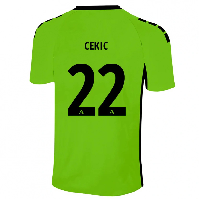 Danxen Niño Camiseta Adnan Cekic #22 Negro Verde Césped Portero Equipación 2025/26 La Camisa