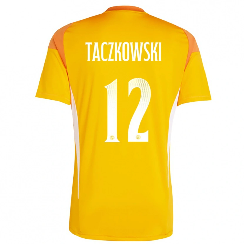 Danxen Niño Camiseta Simon Taczkowski #12 Blanco Naranja Portero Equipación 2025/26 La Camisa