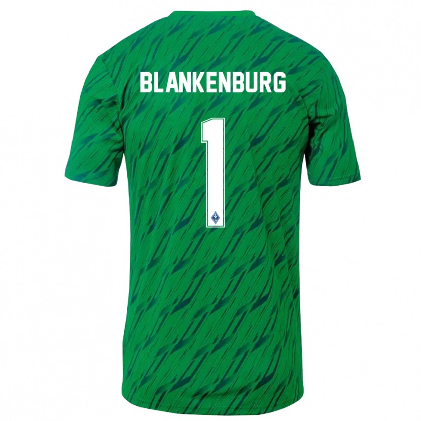 Danxen Niño Camiseta Luca Blankenburg #1 Verde Blanco Portero Equipación 2025/26 La Camisa