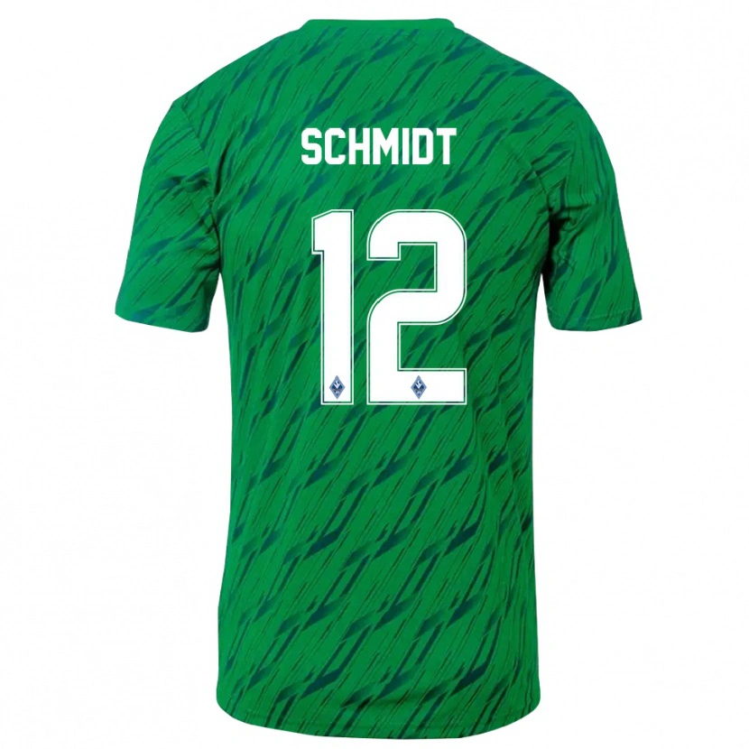 Danxen Niño Camiseta Niclas Schmidt #12 Verde Blanco Portero Equipación 2025/26 La Camisa