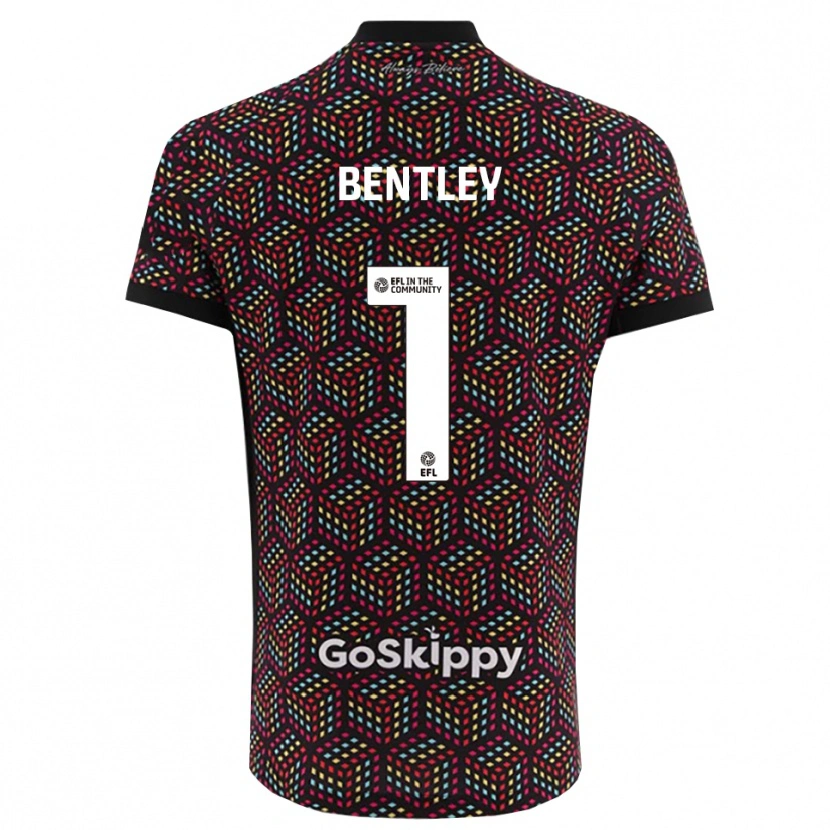 Danxen Niño Camiseta Fran Bentley #1 Negro Blanco Portero Equipación 2025/26 La Camisa