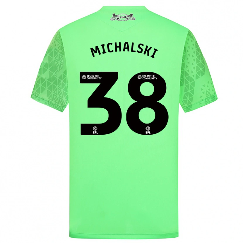 Danxen Niño Camiseta Nicholas Michalski #38 Verde Fluorescente Portero Equipación 2025/26 La Camisa