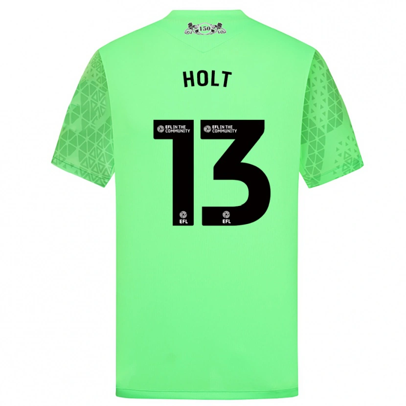 Danxen Niño Camiseta Harry Holt #13 Verde Fluorescente Portero Equipación 2025/26 La Camisa
