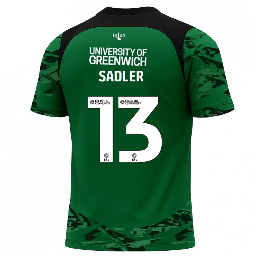 Danxen Niño Camiseta Jude Sadler #13 Verde Negro Portero Equipación 2025/26 La Camisa