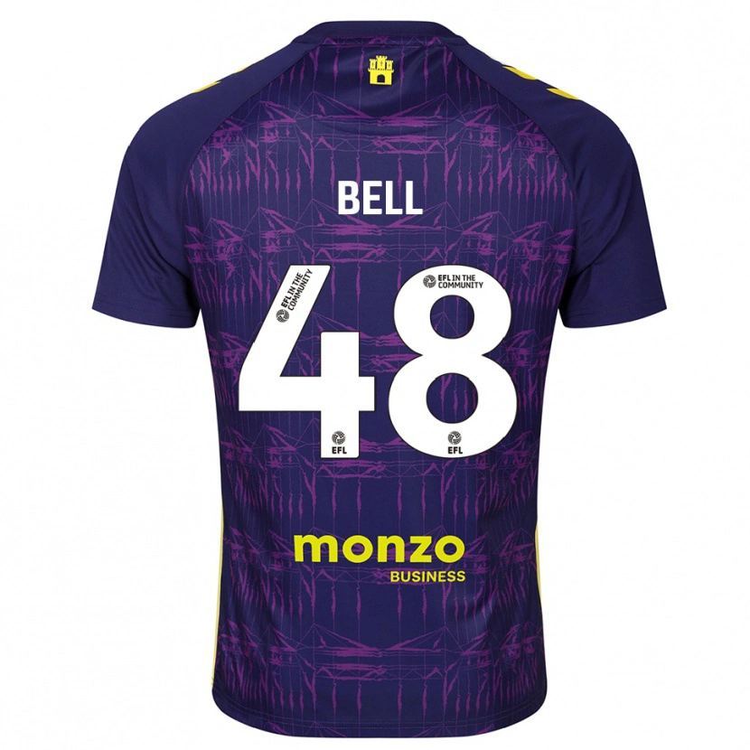 Danxen Niño Camiseta Luke Bell #48 Morado Amarillo Portero Equipación 2025/26 La Camisa