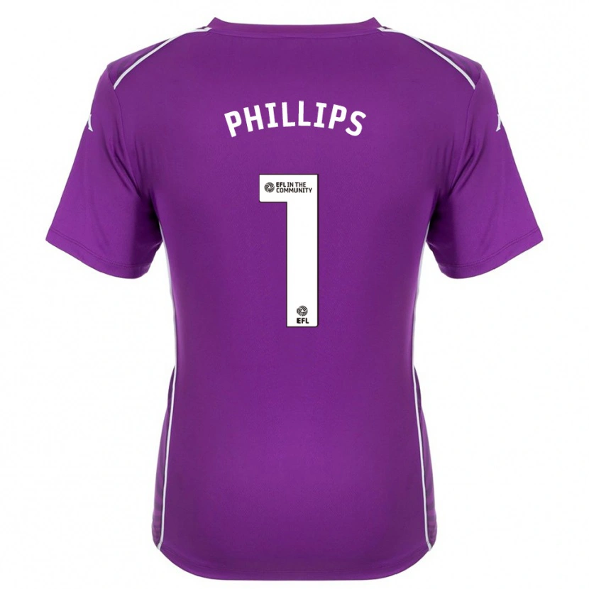 Danxen Niño Camiseta Dillon Phillips #1 Morado Blanco Portero Equipación 2025/26 La Camisa