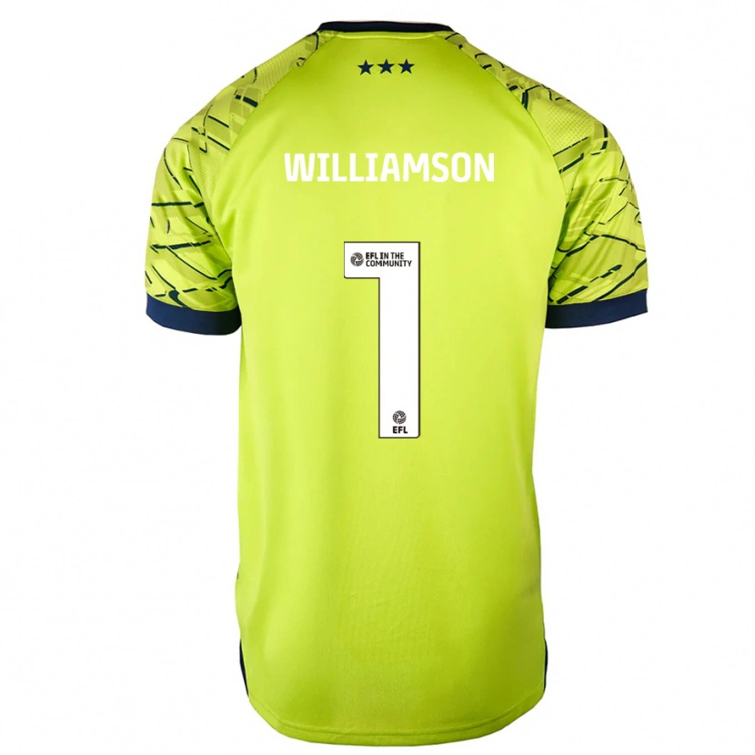 Danxen Niño Camiseta Woody Williamson #1 Verde Amarillo Portero Equipación 2025/26 La Camisa